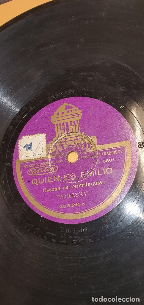 DISCO 78 RPM - GRAMÓFONO - TORESKY - LA MULATA Y EL CATALÁN / QUIÉN ES EMILIO VENTRILOQUÍA - PIZARRA (Música - Discos - Pizarra - Otros estilos)