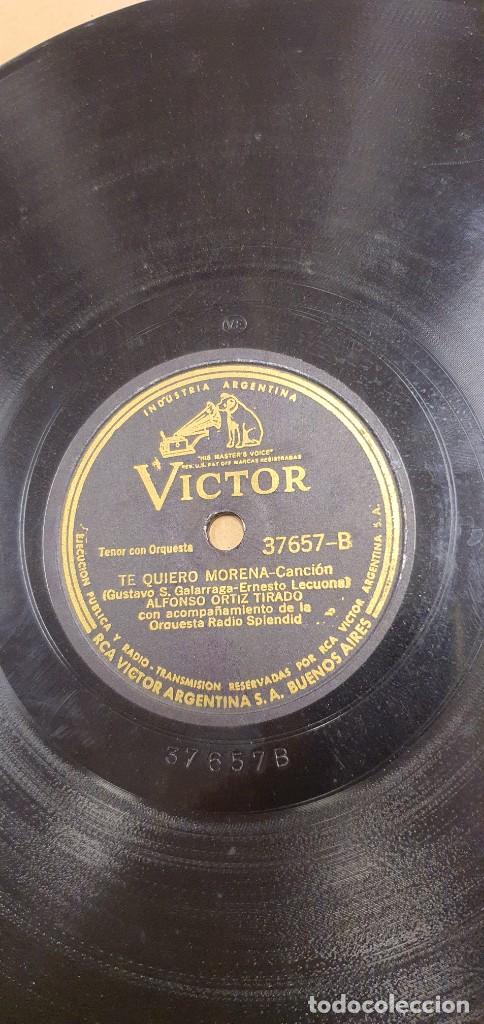 Discos de pizarra: DISCO 78 RPM - ALFONSO ORTIZ TIRADO - TE QUIERO MORENA / CALLA TRISTEZA - VICTOR - PIZARRA - Foto 1 - 311556848