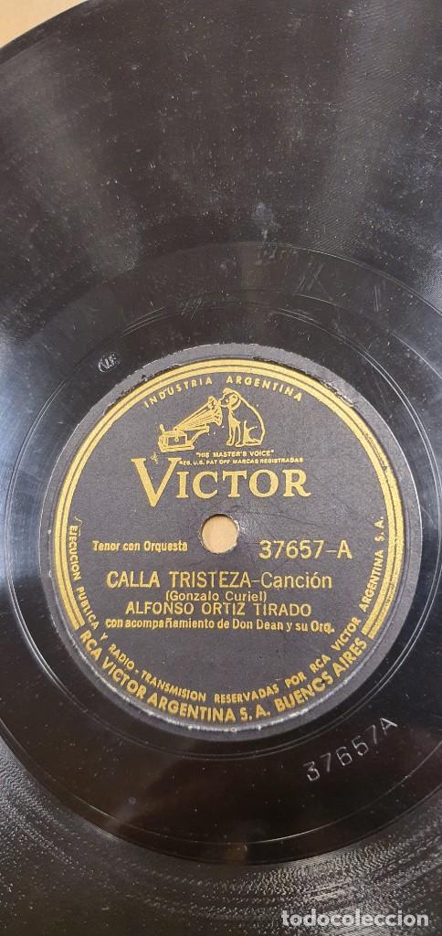 Discos de pizarra: DISCO 78 RPM - ALFONSO ORTIZ TIRADO - TE QUIERO MORENA / CALLA TRISTEZA - VICTOR - PIZARRA - Foto 2 - 311556848