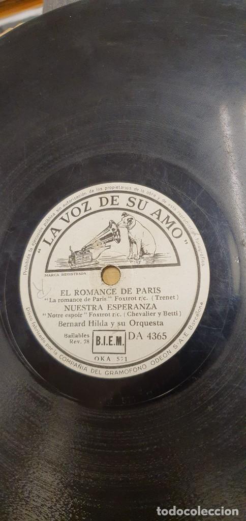 DISCO 78 RPM - GRAMÓFONO - BERNARD HILDA - SIN TUS CARICIAS / EL ROMANCE DE PARÍS - LVSA - PIZARRA (Música - Discos - Pizarra - Solistas Melódicos y Bailables)