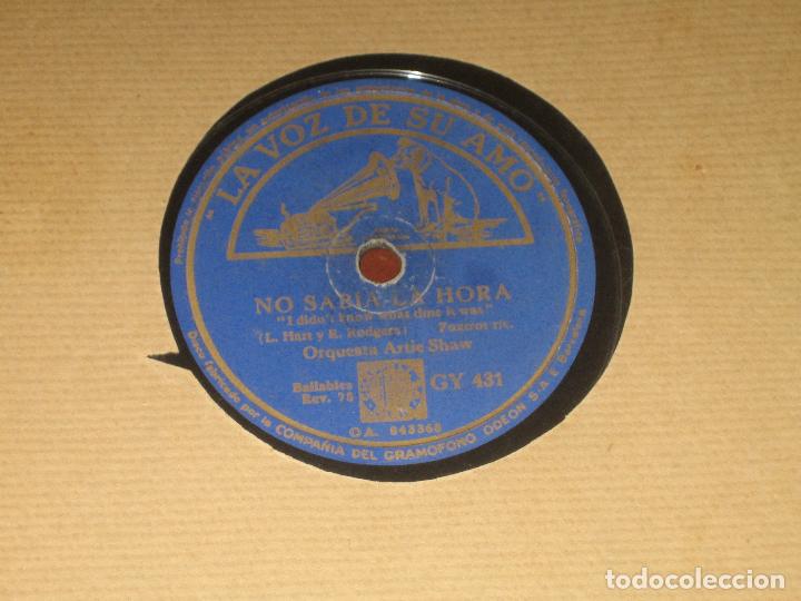 Discos de pizarra: ARTIE SHAW - NO SABIA LA HORA - SOMBRAS - Foto 1