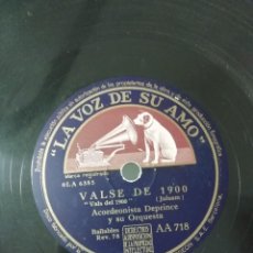 Discos de pizarra: DISCO DE PIZARRA- LA VOZ DE SU AMO- ACORDEONISTA DEPRINCE-VALSE DE 1900 Y MON BAL SOUS LA TENTE-. Lote 321563163