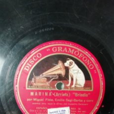Discos de pizarra: ANTIGUO DISCO DE PIZARRA- LA VOZ DE SU AMO- MARINA-EMILIO ARRIETA- BRINDIS/DUO- 78 RPM- 2-064005/6. Lote 322173598