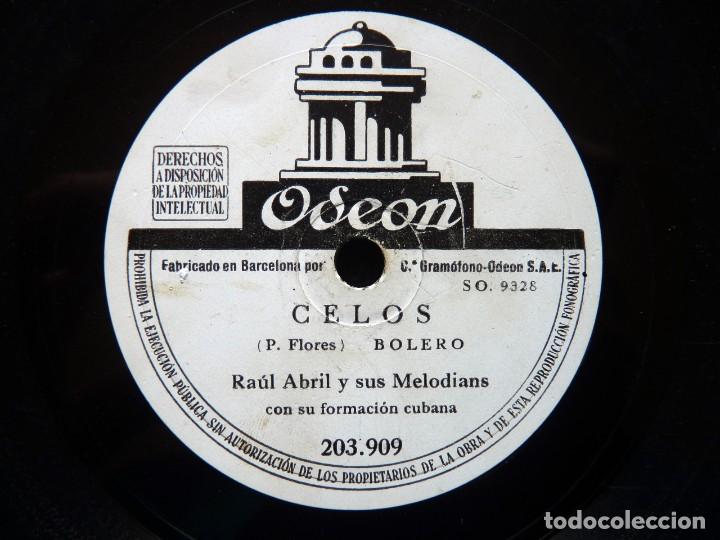 Discos de pizarra: RA&Uacute;L ABRIL Y SUS MELODIANS. CELOS. SOMBRA DE REBECA. ODEON 203909 - Foto 1