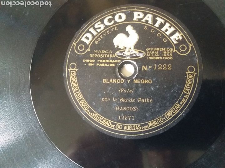 Discos de pizarra: DISCO PHATE. ESPIRITUAL/BLANCO Y NEGRO. VALE. BANDA PATHE. - Foto 1