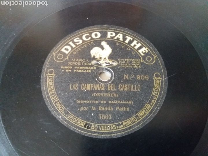 Discos de pizarra: DISCO PHATE. ROSALBA/LAS CAMPANAS DEL CASTILLO. SCHOTTIS. BANDA PATHE. - Foto 1