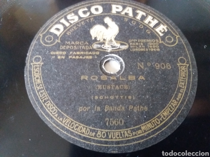 Discos de pizarra: DISCO PHATE. ROSALBA/LAS CAMPANAS DEL CASTILLO. SCHOTTIS. BANDA PATHE. - Foto 2