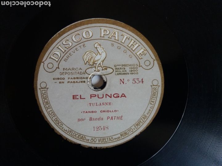 Discos de pizarra: DISCO PHATE. EL PUNGA. TANGO CRIOLLO/C&Oacute;RDOBA. PASODOBLE. ORQUESTA LAURENT HALET. - Foto 2