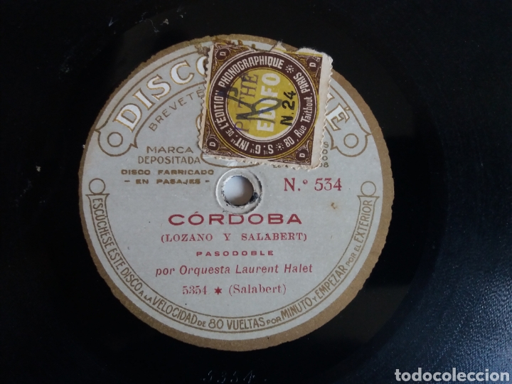 Discos de pizarra: DISCO PHATE. EL PUNGA. TANGO CRIOLLO/C&Oacute;RDOBA. PASODOBLE. ORQUESTA LAURENT HALET. - Foto 1