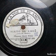 Discos de pizarra: LA VOZ DE SU AMO--ORQUESTA MAREK WEBER -- SUEÑO DE AMOR .. LA BELLA DURMIENTE--30 CM DIAMETRO