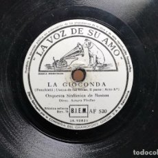 Discos de pizarra: LA VOZ DE SU AMO -LA GIOCONDA-DANZA DE LAS HORAS-ORQUESTA SINFONICA DE BOSTON--30CM DIAMETRO