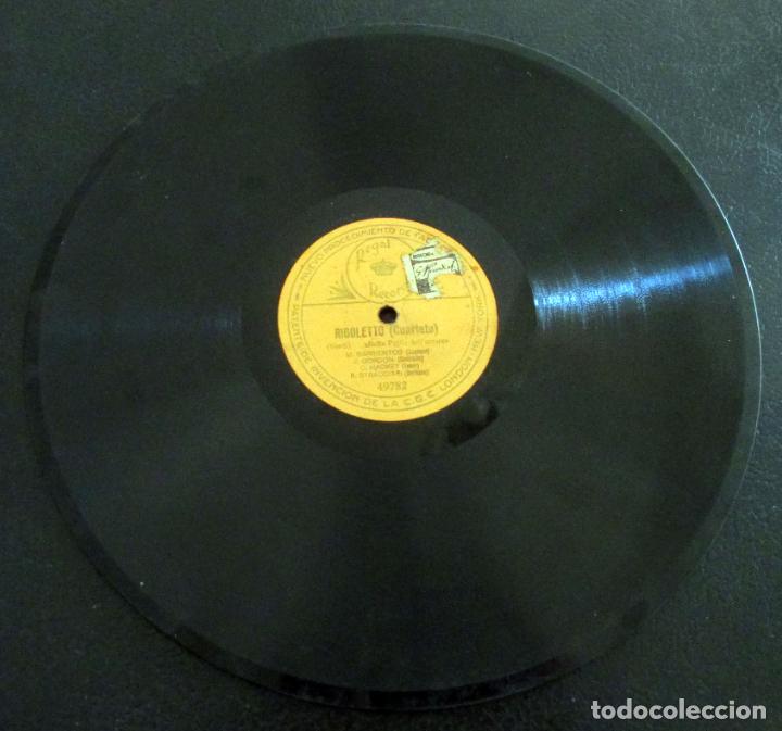 Discos de pizarra: RIGOLETTO. CUARTETO: BARRIENTOS, GORDON, HACKET, STRACCIARI. BELLA FIGLIA DELLAMORE. - Foto 2