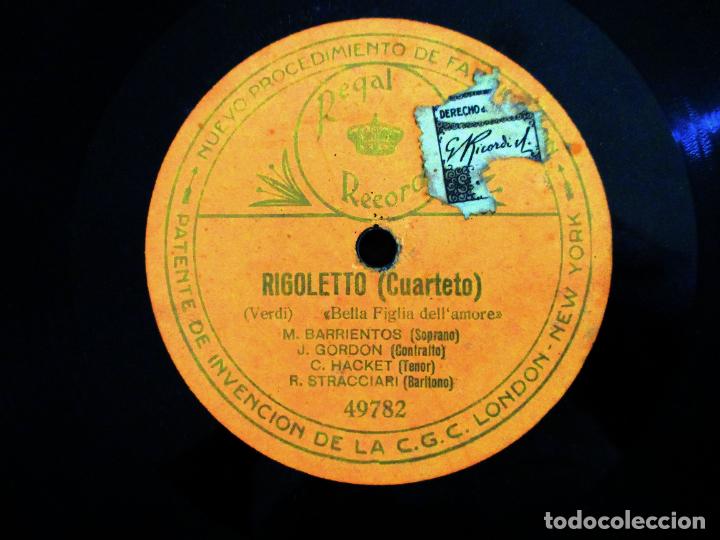 Discos de pizarra: RIGOLETTO. CUARTETO: BARRIENTOS, GORDON, HACKET, STRACCIARI. BELLA FIGLIA DELLAMORE. - Foto 1