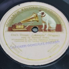 Discos de pizarra: ELSA´S DREAM LOHENGRIN (WAGNER) 1906 - 1907 - SOPRANO NELLIE MELBA - MONARCH RECORD GRAMOPHONE. Lote 337805578