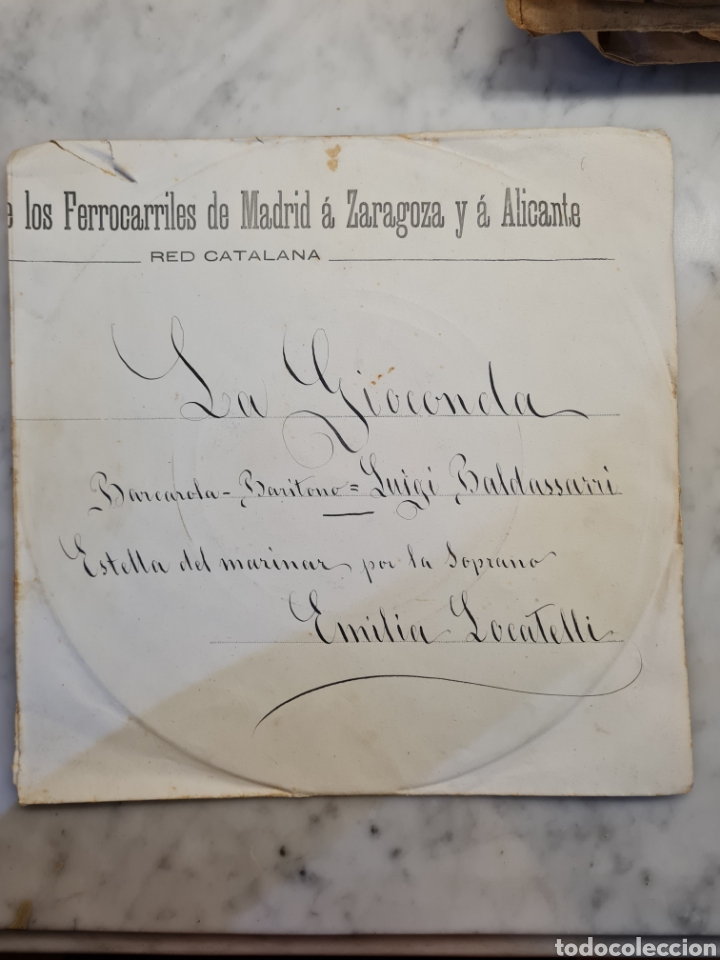 Discos de pizarra: LA GIOCONDA disco de piedra antiguo - Foto 5