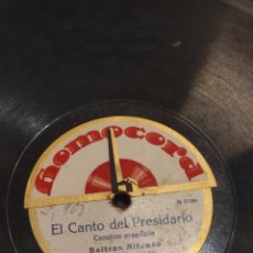 Discos de pizarra: A GRANADA / EL CANTO DEL PRESIDIARIO. BELTRÁN ALFONSO. SERENATA ANDALUZA, ESPAÑOLA. MUY RARO. ÚNICO. Lote 356314360