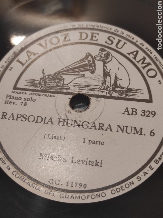 Discos de pizarra: RAPSODIA HUNGARA NUM. 6. MISCHA LEVITZKI Piano Solo. - Foto 2