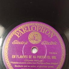 Discos de pizarra: RECITADO I. POESÍA EDUARDO MARQUINA. EN FLANDES SE HA PUESTO EL SOL. Lote 357588935