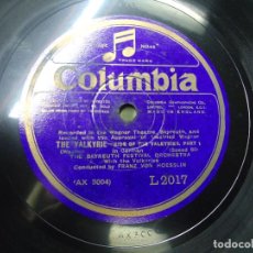 Discos de pizarra: DISCO PIEDRA GRAMÓFONO COLUMBIA THE WALKYRIE POR LA ORQUESTA BAYREUTH FESTIVAL THE WALKYRIE 1 Y 2 30. Lote 400453239