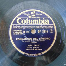 Discos de pizarra: DISCO DE PIZARRA FANDANGOS DEL CONDAO ALEGRIAS DE LAS SALINAS NIÑO LEON MELCHOR MARCHENA COLUMBIA. Lote 366085941