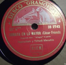 Discos de pizarra: ” SONATA EN LA MAYOR ” CESAR FRANCK. Lote 367499729