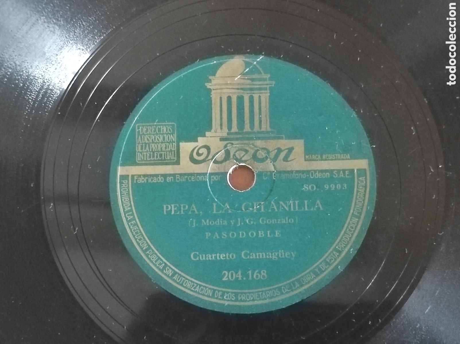 Discos de pizarra: DISCO PIZARRA. CUARTETO CAMAG&Uuml;EY. &rdquo;EL CAIM&Aacute;N&rdquo; Y PASODOBLE &rdquo;PEPA LA GITANILLA&rdquo; - Foto 2