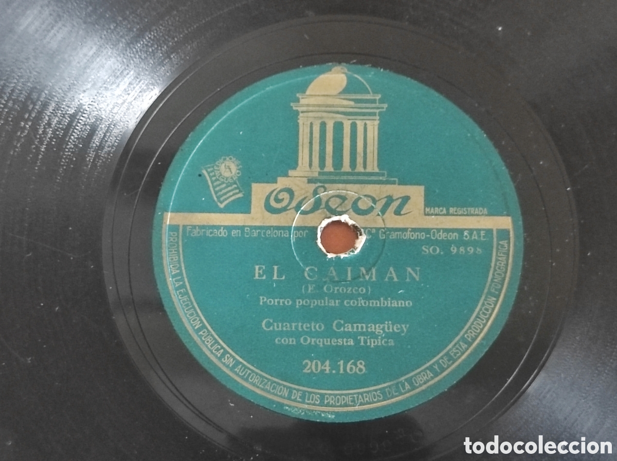 Discos de pizarra: DISCO PIZARRA. CUARTETO CAMAG&Uuml;EY. &rdquo;EL CAIM&Aacute;N&rdquo; Y PASODOBLE &rdquo;PEPA LA GITANILLA&rdquo; - Foto 3