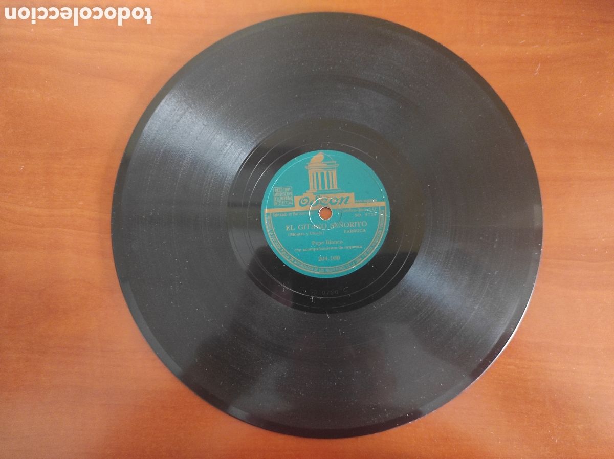 Discos de pizarra: DISCO PIZARRA ODEON. PEPE BLANCO. CANCI&Oacute;N-MARCHA &rdquo;LA TRINI&rdquo;. FARRUCA &rdquo;EL GITANO SE&Ntilde;ORITO&rdquo; - Foto 1