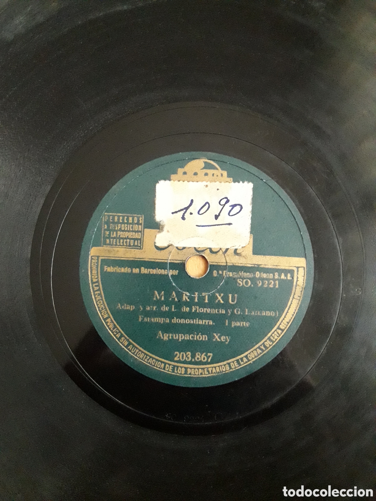 Discos de pizarra: DISCO PIZARRA. MARITXU. AGRUPACION XEY. ODE&Oacute;N. DEFECTUOSO - Foto 2