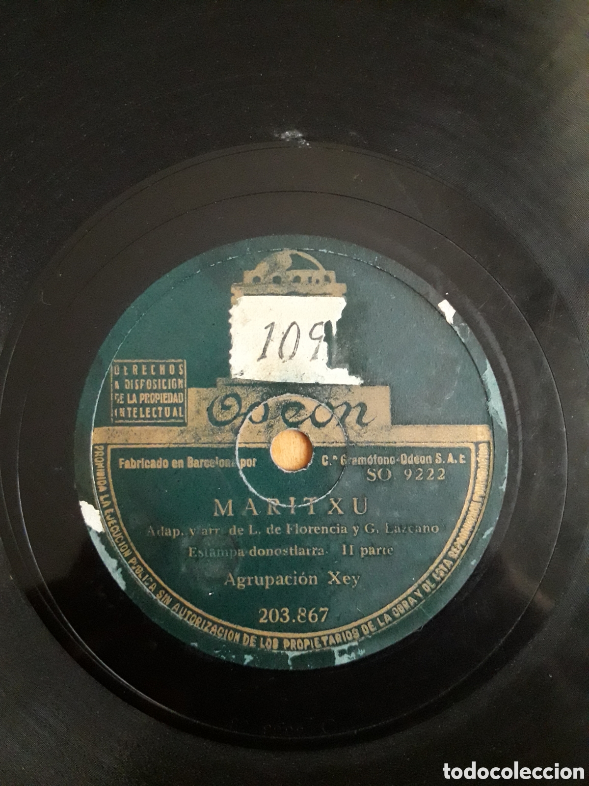 Discos de pizarra: DISCO PIZARRA. MARITXU. AGRUPACION XEY. ODE&Oacute;N. DEFECTUOSO - Foto 6