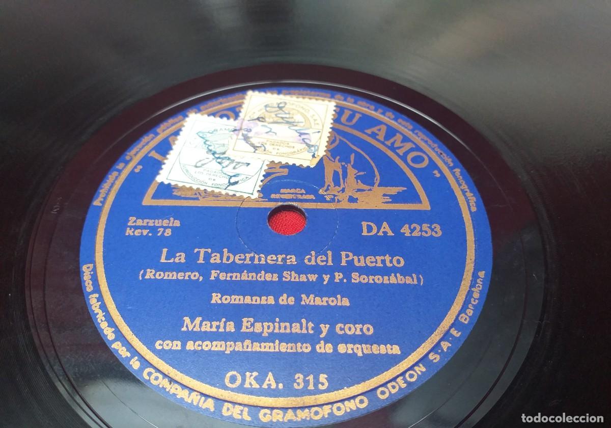 Discos de pizarra: DISCO DE PIZARRA MAR&Iacute;A ESPINALT Y VICENTE SIM&Oacute;N - LA TABERNERA DEL PUERTO - Foto 4
