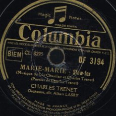 Discos de pizarra: CHARLES TRENET - TOMBE DU CIEL / MARIE MARIE - PIZARRA 10 PULGADAS