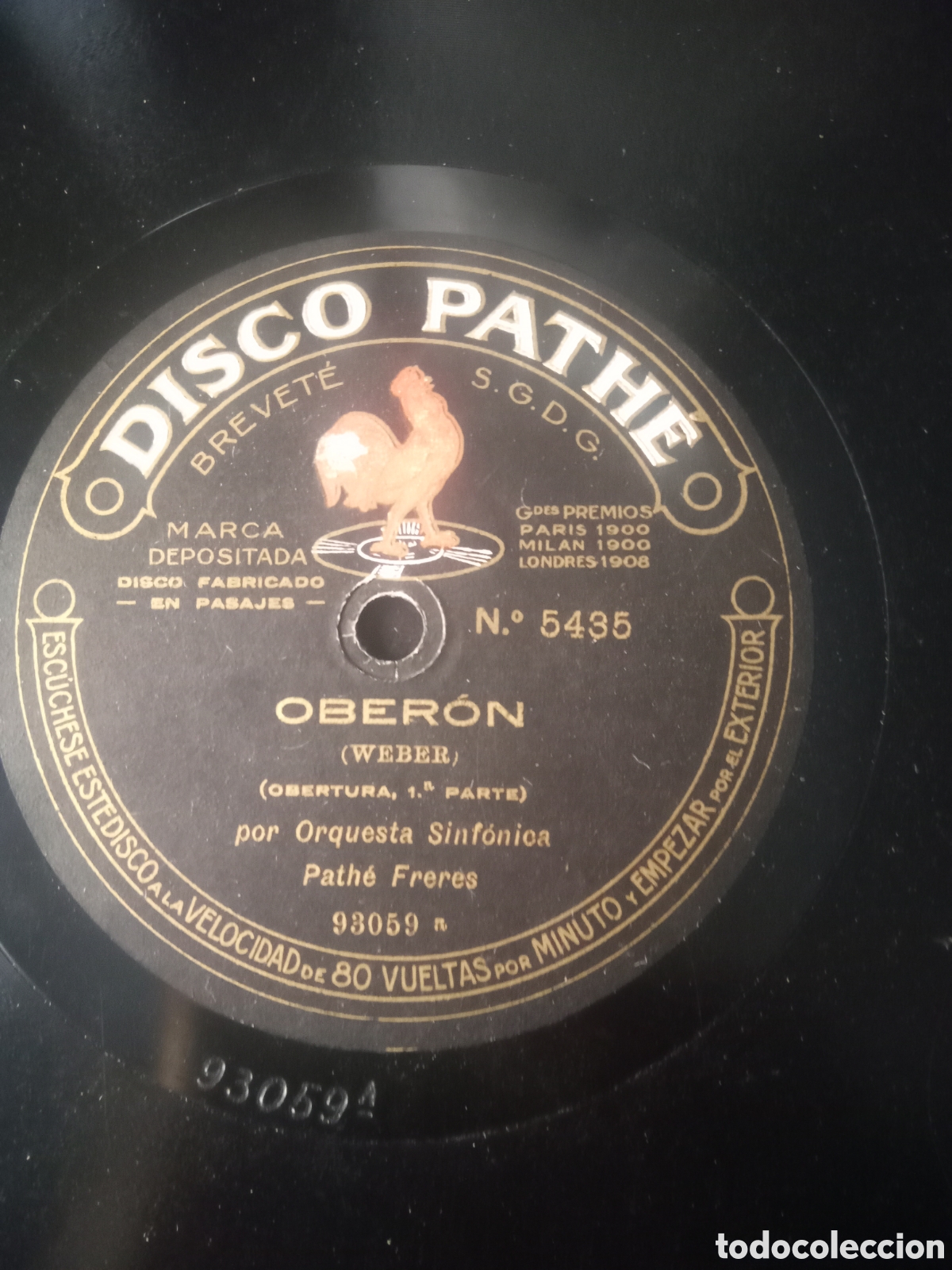 Discos de pizarra: Disco de pizarra Path&eacute; 28 cm. Oberon - Foto 2