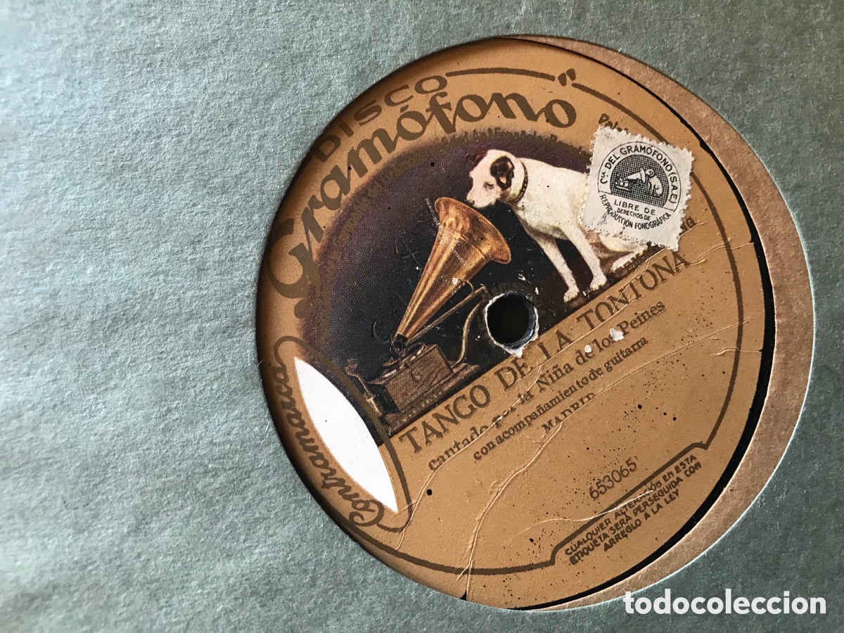 Discos de pizarra: Tango de lat&oacute;n tuna. Ni&ntilde;a de los peines. Gram&oacute;fono - Foto 1