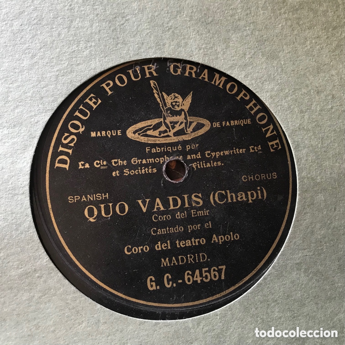Discos de pizarra: Quo Vadis. Chapi. Teatro Apolo. Trade Mark. Disque pour gramophone - Foto 1