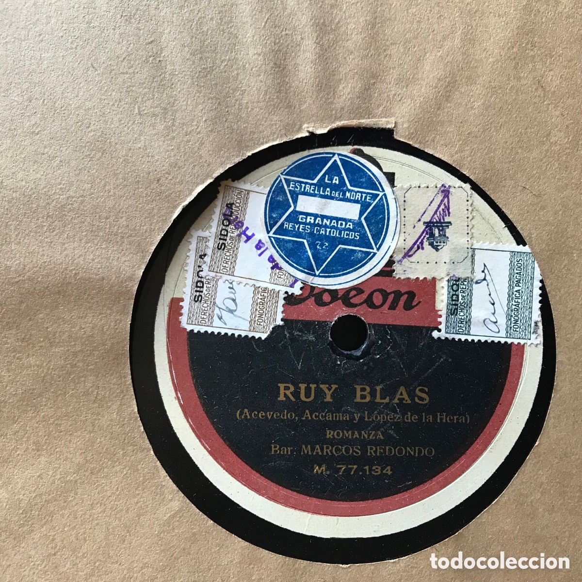 Discos de pizarra: Ruy Blas. Romanza. Marcos Redondo. Racconto. Odeon - Foto 2