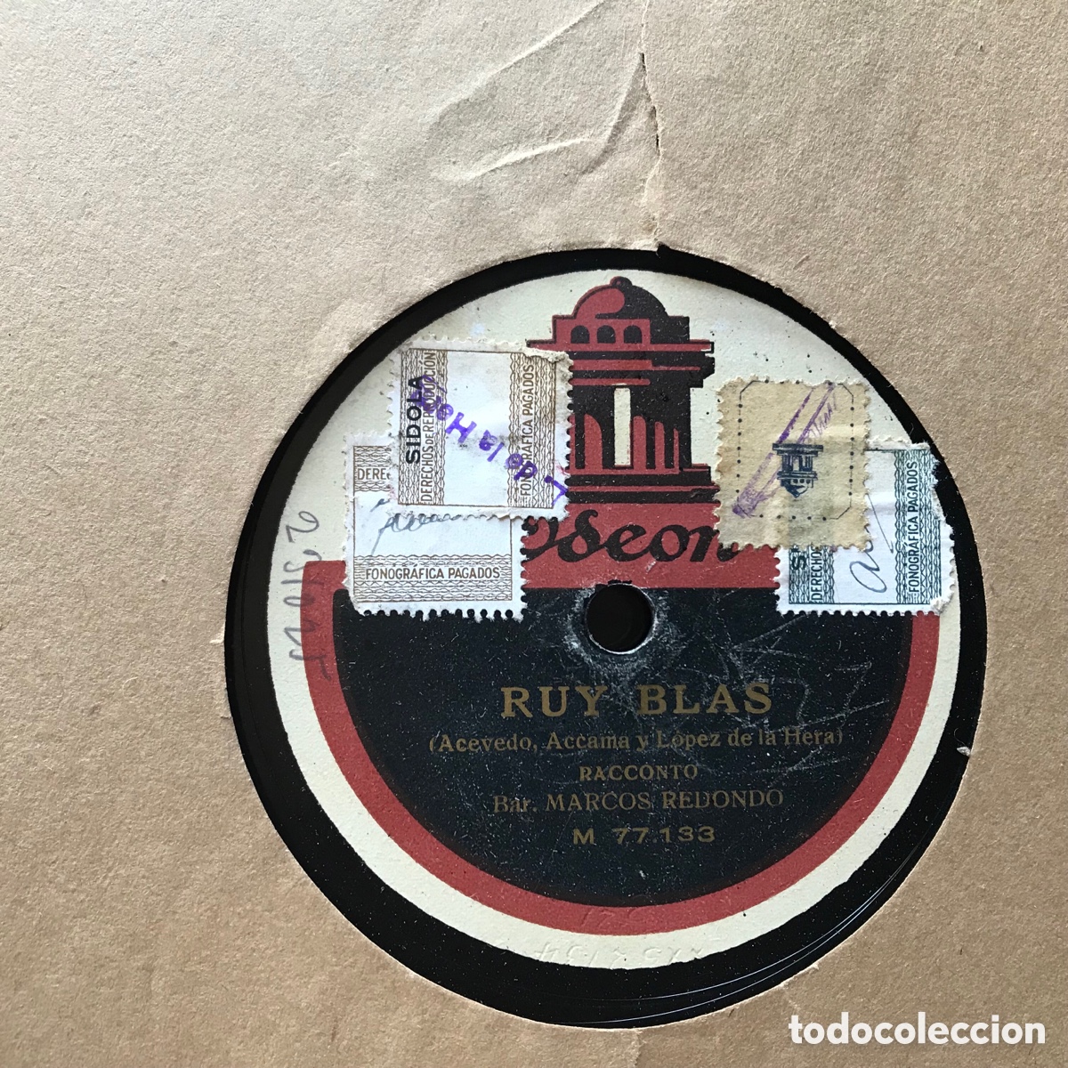 Discos de pizarra: Ruy Blas. Romanza. Marcos Redondo. Racconto. Odeon - Foto 1