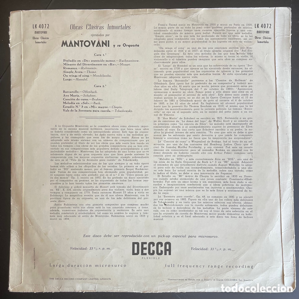 Discos de pizarra: Montovani - Foto 2