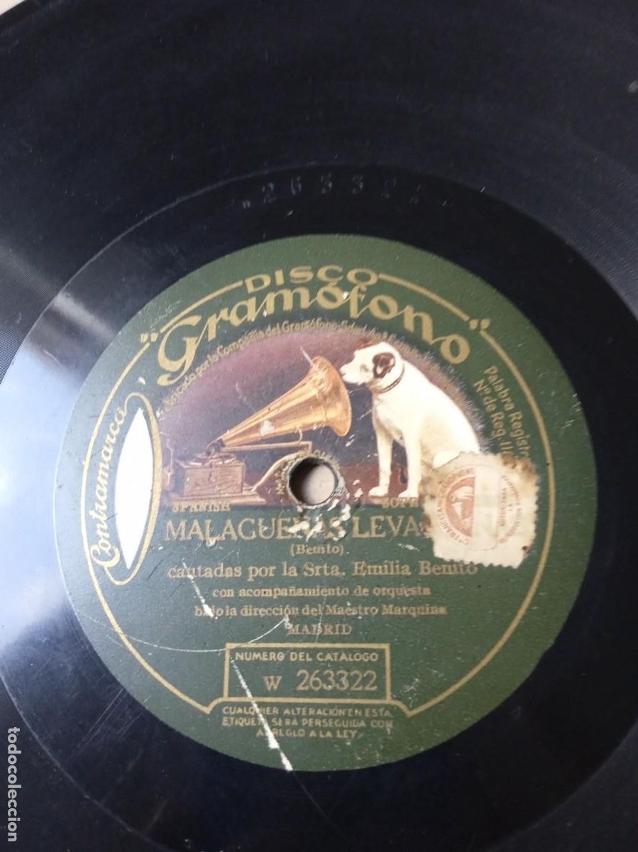 Discos de pizarra: EMILIA BENITO Malague&ntilde;a Leva / Guajiras - Foto 2