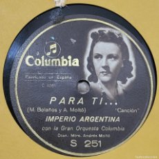 Discos de pizarra: IMPERIO ARGENTINA PIZARRA EDITADA EN ESPAÑA POR EL SELLO COLUMBIA.... Lote 399495894