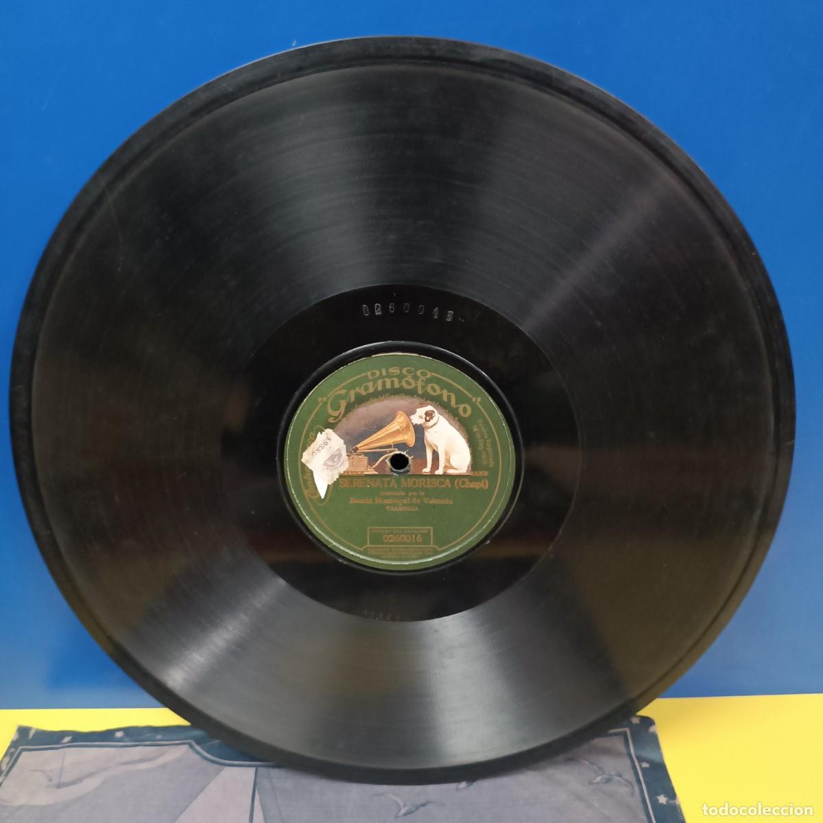 Discos de pizarra: HIMNO DE LA EXPOSICION DE VALENCIA (SERRANO) / SERENATA MORISCA CHAPI - DISCO DE PIZARRA GRAMOFONO - Foto 2