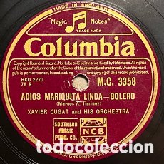 Discos de pizarra: 78 RPM - COLUMBIA - XAVIER CUGAT - PAPA KNOWS / ADIOS MARIQUITA LINDA - SAMBA BOLERO. Lote 400586249
