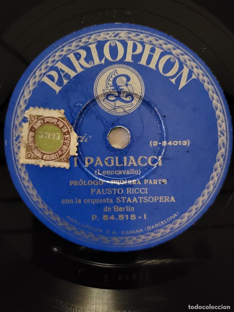 Discos de pizarra: PHARLOPHON- I PAGLIACCI (Leoncavallo) Pr&oacute;logo, primera y segunda parte final - Foto 1