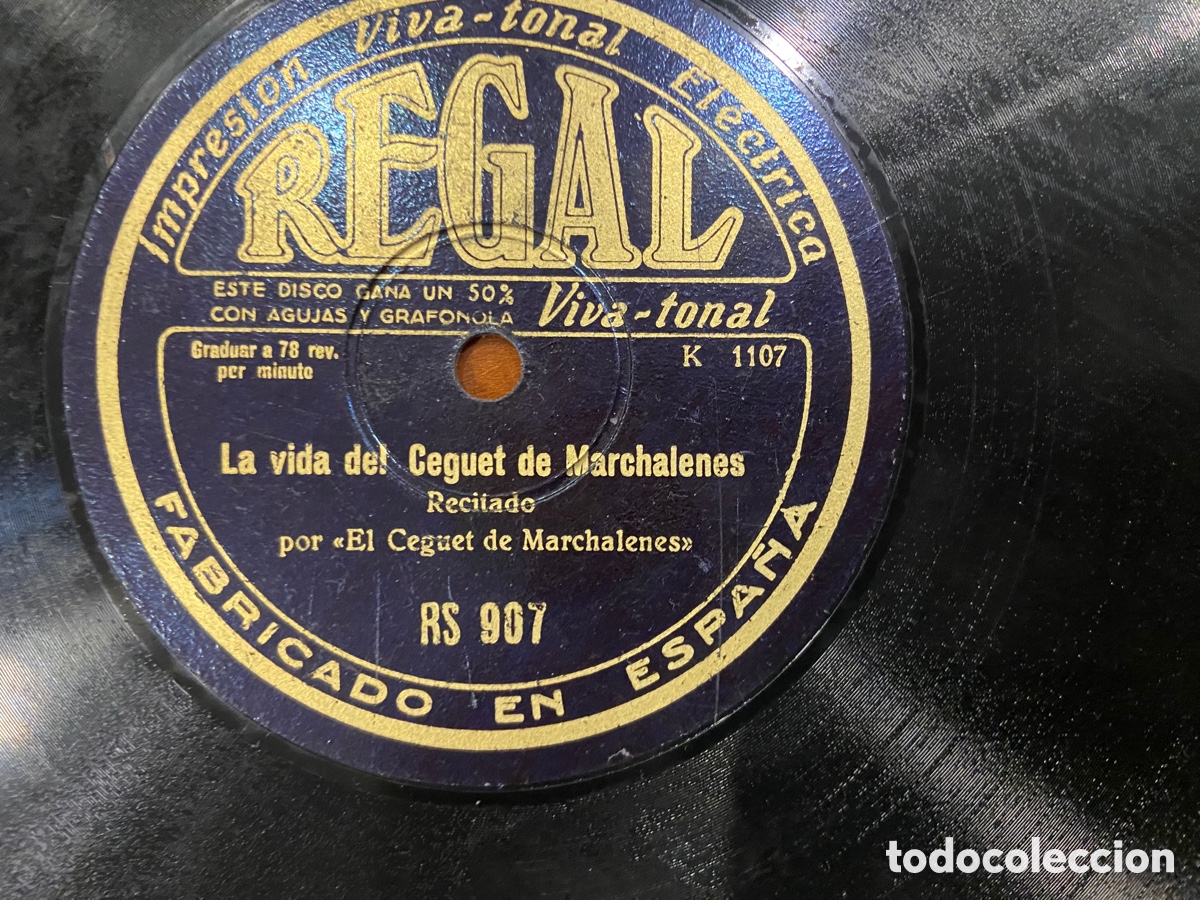 Discos de pizarra: DISCO 78 RPM EL CEGUET DE MARCHELENES , - Foto 3