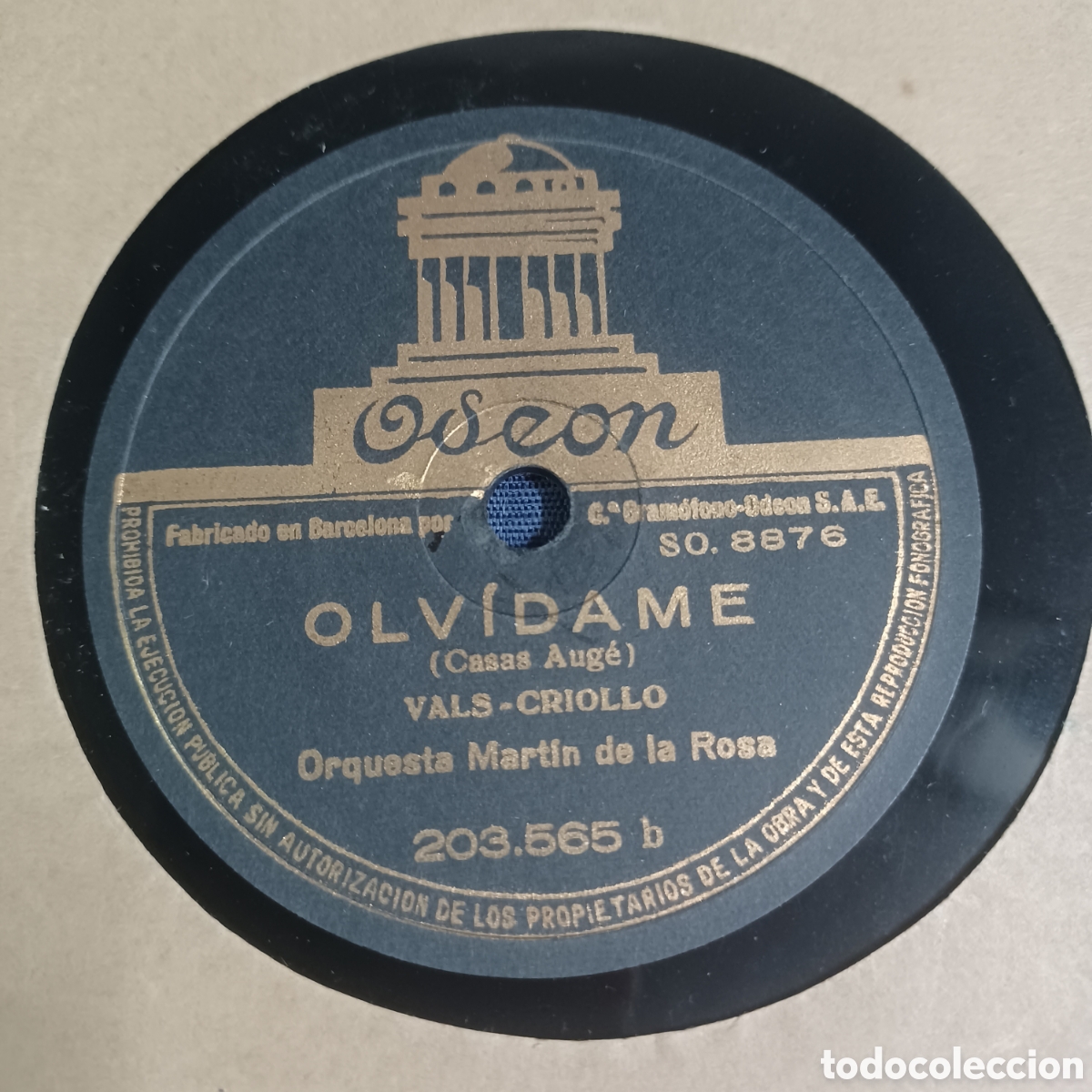 Discos de pizarra: ORQUESTA MARTIN DE LA ROSA - VIOLETA ( TANGO ) OLVIDAME ( VALS CRIOLLO ) - Foto 2