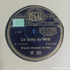 Discos de pizarra: ORQUESTA ALEXANDER DE PARIS - DELICE VALSE / LE SANG DU MIDI