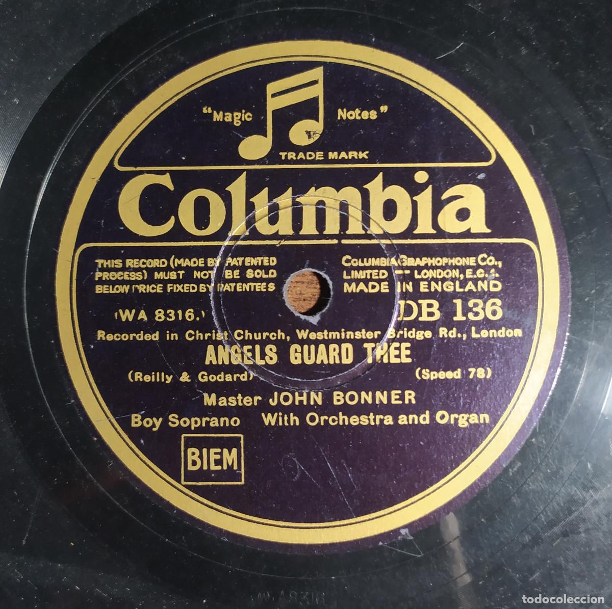 Discos de pizarra: 10&rdquo; MASTER JOHN BONNER &ndash; Somewhere A Voice Is Calling / Angels Guard Thee (VG++) Pizarra - Foto 2