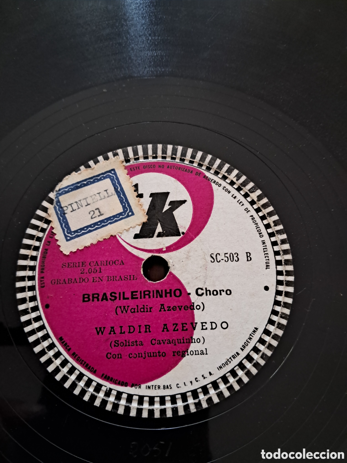 Discos de pizarra: Disco pizarra 78 Waldir Azevedo - Foto 3