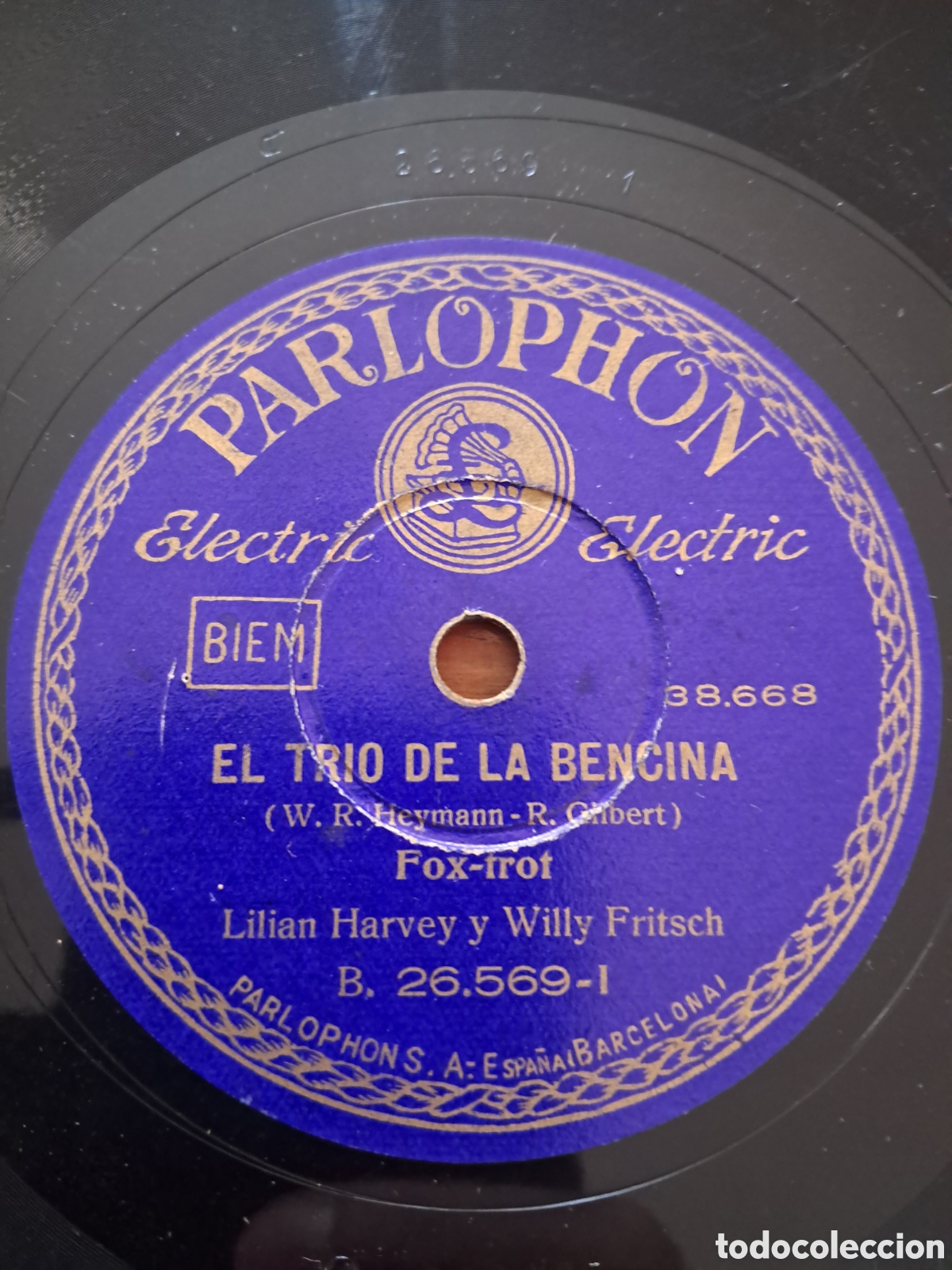 Discos de pizarra: Disco pizarra 78 el tr&iacute;o de la bencina - Foto 1
