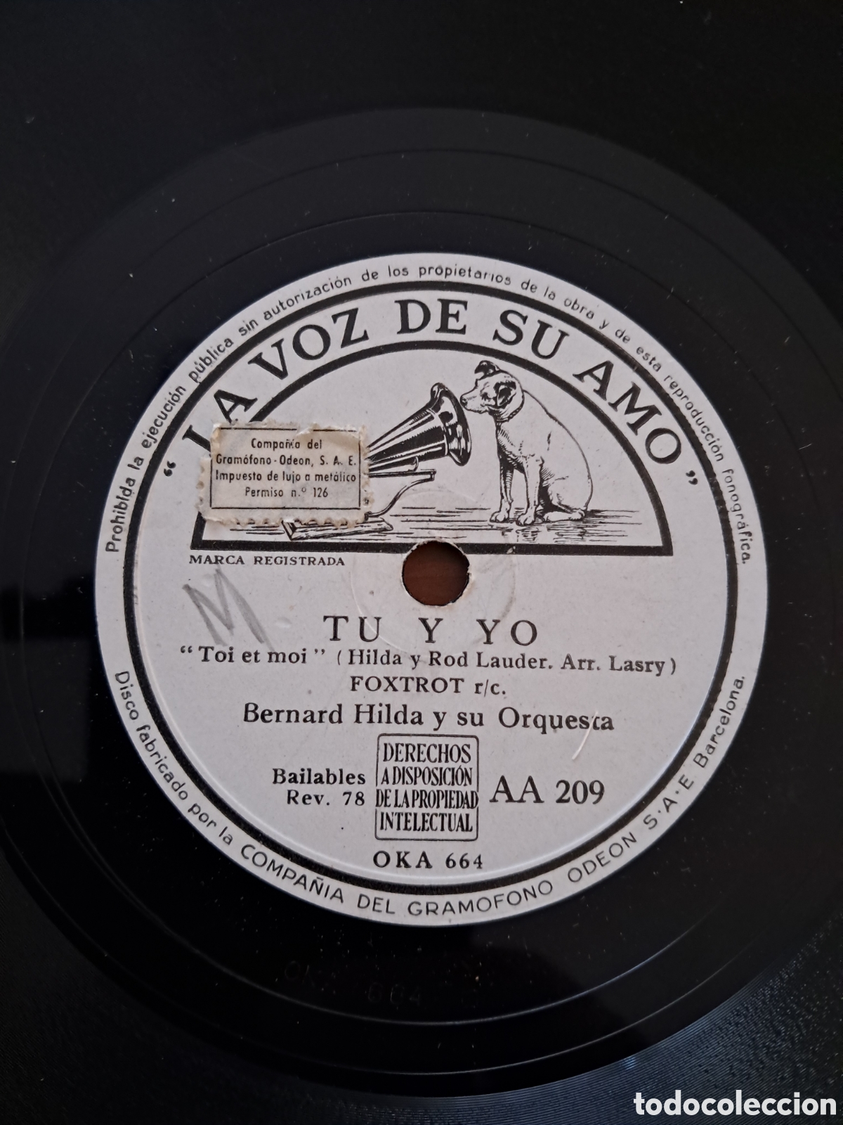 Discos de pizarra: Bernard Hilda &rdquo;tu y yo/Marco Polo) - Foto 1